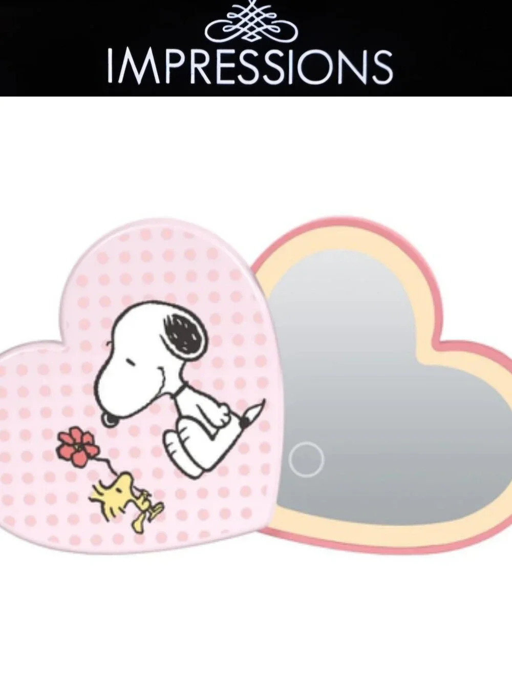 Impressions X Peanuts Snoopy Swivel Heart LED Compact Mirror